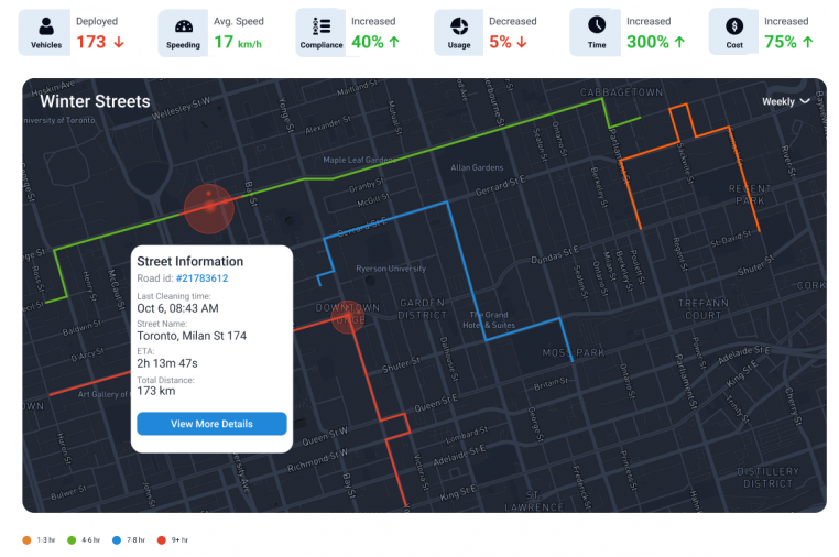 winter road maintainance monitoring and tracking solution dispay