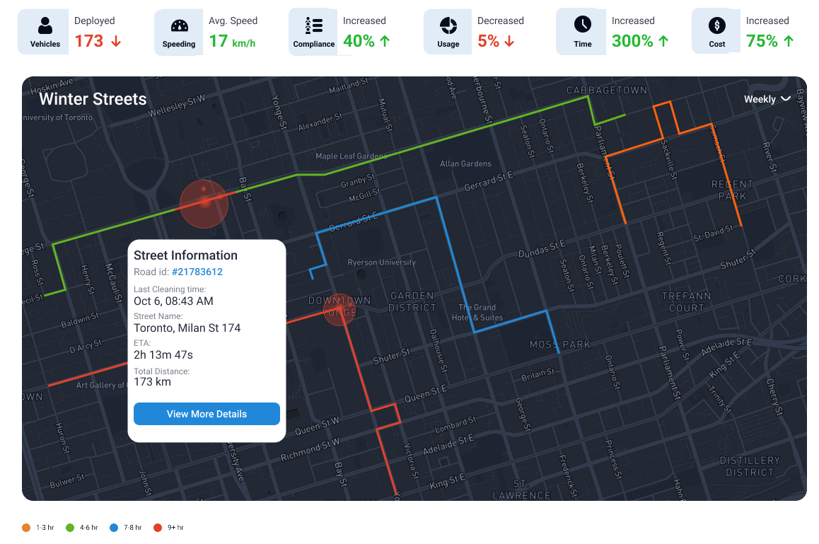 winter road maintainance monitoring and tracking solution dispay